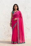 Mulmuli ~ Pure Handwoven Mul Cotton Saree in Pink - verymuchindian.com
