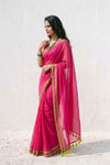 Mulmuli ~ Pure Handwoven Mul Cotton Saree in Pink - verymuchindian.com