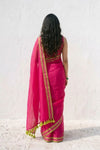 Mulmuli ~ Pure Handwoven Mul Cotton Saree in Pink - verymuchindian.com