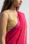 Mulmuli ~ Pure Handwoven Mul Cotton Saree in Pink - verymuchindian.com
