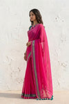 Mulmuli ~ Pure Handwoven Mul Cotton Saree in Pink - verymuchindian.com