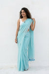 Mulmuli ~ Pure Handwoven Mul Cotton Saree in Sky Blue with Sequin - verymuchindian.com
