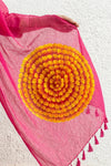 Mulmuli ~ Pure Handwoven Mul Cotton Saree with handpainted motif In Pink - verymuchindian.com
