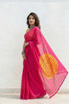 Mulmuli ~ Pure Handwoven Mul Cotton Saree with handpainted motif In Pink - verymuchindian.com