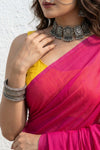Mulmuli ~ Pure Handwoven Mul Cotton Saree with handpainted motif In Pink - verymuchindian.com