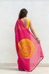 Mulmuli ~ Pure Handwoven Mul Cotton Saree with handpainted motif In Pink - verymuchindian.com