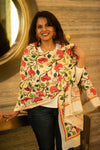 Namita's Favourite~ Handloom Pure Cotton Stoles With Delicate Kantha Hand Embroidery - verymuchindian.com