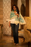 Namita's Favourite~ Handloom Pure Cotton Stoles With Delicate Kantha Hand Embroidery Blue - verymuchindian.com