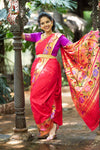 Namita's Favourite~ Handloom Pure Silk Paithani Saree With Beautiful Golden Zari Floral Border (SHIPPING IN 50 DAYS) - verymuchindian.com