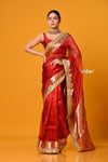 Param Sundari ~ Banarasi Organza Silk Tissue Saree with Designer Lace in Bestseller Red - verymuchindian.com