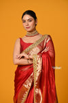 Param Sundari ~ Banarasi Organza Silk Tissue Saree with Designer Lace in Bestseller Red - verymuchindian.com