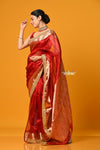Param Sundari ~ Banarasi Organza Silk Tissue Saree with Designer Lace in Bestseller Red - verymuchindian.com