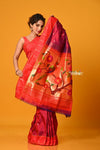 Param Sundari EXCLUSIVE~ Handloom Pure Silk Maroon Muniya Border Paithani Saree with Parrot Pallu - verymuchindian.com