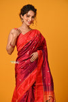 Param Sundari EXCLUSIVE~ Handloom Pure Silk Maroon Muniya Border Paithani Saree with Parrot Pallu - verymuchindian.com