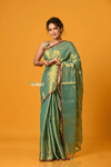 Param Sundari ~ Exclusive Handloom Pure Tissue Cotton Saree in Fern Green Gold - verymuchindian.com
