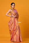 Param Sundari ~ Exclusive Handloom Pure Tissue Cotton Saree in Powder Pink Gold - verymuchindian.com