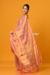 Param Sundari ~ Exclusive Handloom Pure Tissue Cotton Saree in Powder Pink Gold - verymuchindian.com
