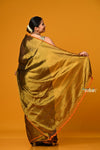 Param Sundari ~ Exclusive Handloom Pure Tissue Cotton Saree in Sapphire Gold - verymuchindian.com