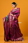 Param Sundari EXCLUSIVE~ Regal Allure – Handloom Pure Silk Wine Maharani Paithani Saree with Silver Zari - verymuchindian.com