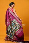 Param Sundari EXCLUSIVE~ Regal Allure – Handloom Pure Silk Wine Maharani Paithani Saree with Silver Zari - verymuchindian.com