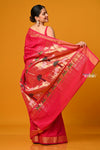 Param Sundari ~ Handloom Pure Cotton Paithani Saree with Exclusive Pichwai Pallu in Rani Pink - verymuchindian.com