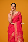 Param Sundari ~ Handloom Pure Cotton Paithani Saree with Exclusive Pichwai Pallu in Rani Pink - verymuchindian.com
