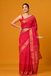Param Sundari ~ Handloom Pure Cotton Paithani Saree with Exclusive Pichwai Pallu in Rani Pink - verymuchindian.com