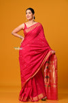 Param Sundari ~ Handloom Pure Cotton Paithani Saree with Exclusive Pichwai Pallu in Rani Pink - verymuchindian.com