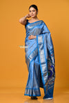 Param Sundari ~ Handloom Pure Silk Paithani Saree with Traditional Peacock Pallu ~ Powder Blue - verymuchindian.com
