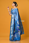 Param Sundari ~ Handloom Pure Silk Paithani Saree with Traditional Peacock Pallu ~ Powder Blue - verymuchindian.com