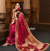 Parampara ~ Banarasi Organza Silk Tissue Saree with Designer Lace in Bestseller Wine - verymuchindian.com