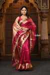 Parampara ~ Banarasi Organza Silk Tissue Saree with Designer Lace in Bestseller Wine - verymuchindian.com