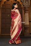 Parampara ~ Banarasi Organza Silk Tissue Saree with Designer Lace in Bestseller Wine - verymuchindian.com