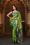 Parampara Chandrakor ~ Handloom Pure Silk Maharani Paithani with Majestic Maharani Pallu in Majestic Green - verymuchindian.com