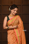 Parampara ~ Cotton Blend Saree in Regal Beige Orange with Exclusive Zari Border & Pallu - verymuchindian.com