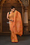 Parampara ~ Cotton Blend Saree in Regal Beige Orange with Exclusive Zari Border & Pallu - verymuchindian.com