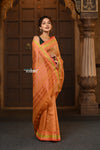 Parampara ~ Cotton Blend Saree in Regal Beige Orange with Exclusive Zari Border & Pallu - verymuchindian.com