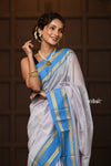 Parampara ~ Cotton Blend Saree in Regal Saline Blue with Exclusive Zari Border & Pallu - verymuchindian.com