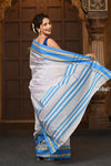 Parampara ~ Cotton Blend Saree in Regal Saline Blue with Exclusive Zari Border & Pallu - verymuchindian.com