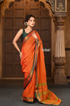 Parampara ~ Cotton Blend Saree in Regal Sapphire Orange with Exclusive Zari Border & Pallu - verymuchindian.com