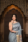 Parampara ~ Elegant Cotton Viscose Saree with Exquisite Hand-Painted Madhubani Art in Royal Ochre - verymuchindian.com