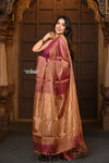 Parampara ~ Exclusive Pure Tissue Silk Saree in Pink - verymuchindian.com