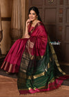 Parampara ~ Handloom Cotton Silk Saree with Golden Border in Exclusive Rose Pink - verymuchindian.com