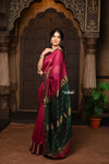 Parampara ~ Handloom Cotton Silk Saree with Golden Border in Exclusive Rose Pink - verymuchindian.com