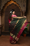 Parampara ~ Handloom Cotton Silk Saree with Golden Border in Exclusive Rose Pink - verymuchindian.com