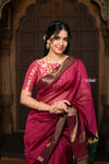 Parampara ~ Handloom Cotton Silk Saree with Golden Border in Exclusive Rose Pink - verymuchindian.com