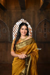 Parampara ~ Handloom Cotton Silk Saree with Golden Border in Radiant Yellow - verymuchindian.com