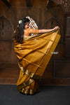 Parampara ~ Handloom Cotton Silk Saree with Golden Border in Radiant Yellow - verymuchindian.com