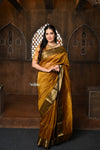 Parampara ~ Handloom Cotton Silk Saree with Golden Border in Radiant Yellow - verymuchindian.com