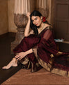 Parampara ~ Handloom Cotton Silk Saree with Golden Border in Rich Maroon - verymuchindian.com
